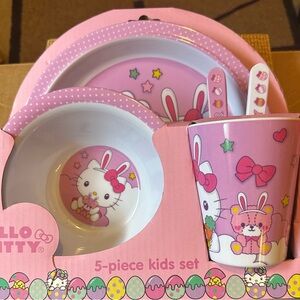 Hello Kitty Pink and White Kids Dinnerware Set **Easter Basket Ready**